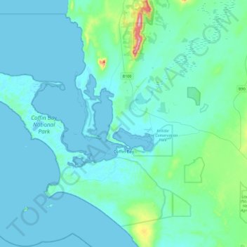 Coffin Bay topographic map, elevation, terrain