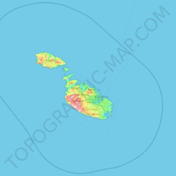 Malta topographic map, elevation, terrain