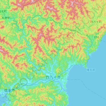Shimanto topographic map, elevation, terrain