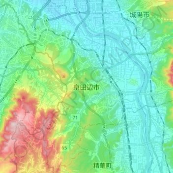 Kyotanabe topographic map, elevation, terrain