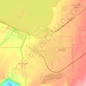 Coulee City topographic map, elevation, terrain