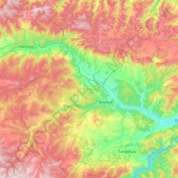 Boyabat topographic map, elevation, terrain