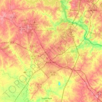 Rock Hill topographic map, elevation, terrain