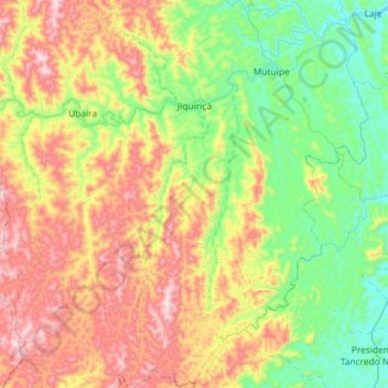Jiquiriçá topographic map, elevation, terrain