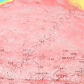 Nagqu City topographic map, elevation, terrain