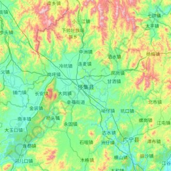 Huaiji County topographic map, elevation, terrain