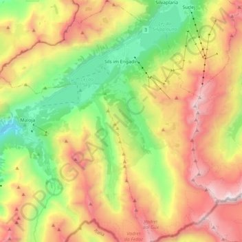 Sils im Engadin/Segl topographic map, elevation, terrain