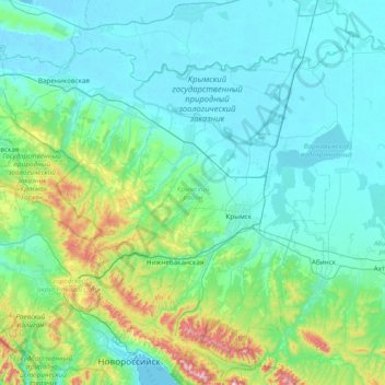 Krymsky District topographic map, elevation, terrain