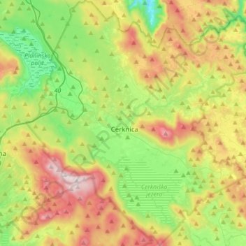 Cerknica topographic map, elevation, terrain