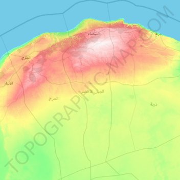 Jabal al Akhdar topographic map, elevation, terrain