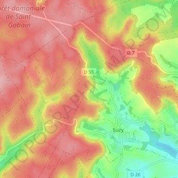 Suzy topographic map, elevation, terrain