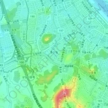 Pungsan-dong topographic map, elevation, terrain