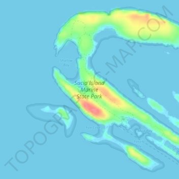 Sucia Island topographic map, elevation, terrain