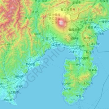 Fuji-Hakone-Izu National Park topographic map, elevation, terrain