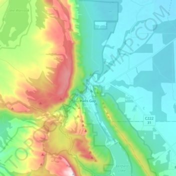 Halls Gap topographic map, elevation, terrain