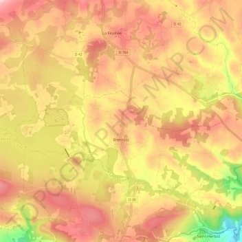 Brennilis topographic map, elevation, terrain