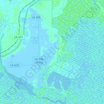 Bayou Gauche topographic map, elevation, terrain