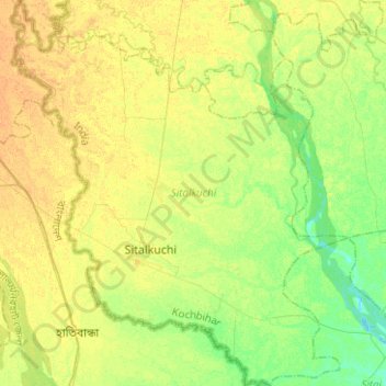 Sitalkuchi topographic map, elevation, terrain