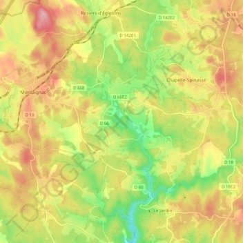 Montaignac-Saint-Hippolyte topographic map, elevation, terrain