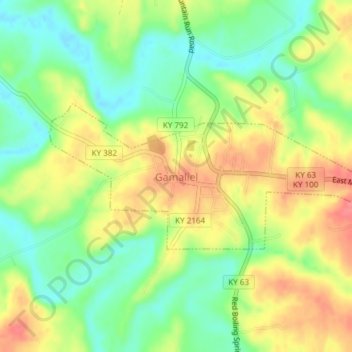 Gamaliel topographic map, elevation, terrain