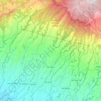 San Isidro topographic map, elevation, terrain