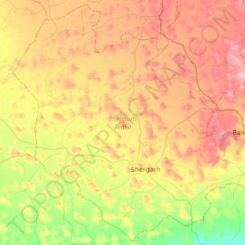 Shergarh Tehsil topographic map, elevation, terrain