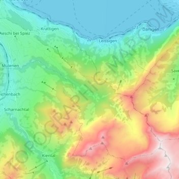 Aeschi bei Spiez topographic map, elevation, terrain