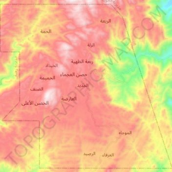 Jabal Murad district topographic map, elevation, terrain