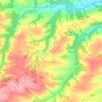 Hittisleigh topographic map, elevation, terrain