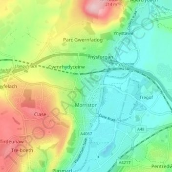 Morriston topographic map, elevation, terrain