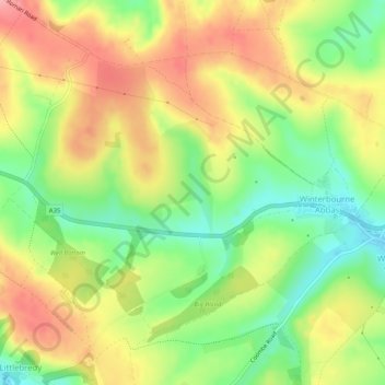 Winterbourne Abbas topographic map, elevation, terrain