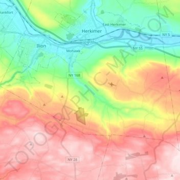 Town of German Flatts topographic map, elevation, terrain