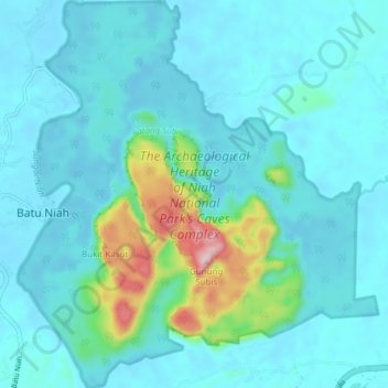 The Archaeological Heritage of Niah National Park’s Caves Complex topographic map, elevation, terrain