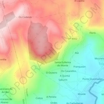 Santa Eufemia do Monte topographic map, elevation, terrain