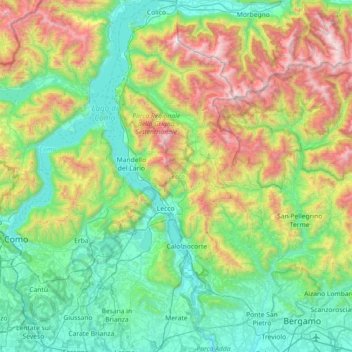 Lecco topographic map, elevation, terrain