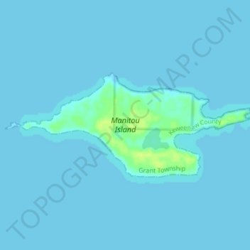 Manitou Island topographic map, elevation, terrain