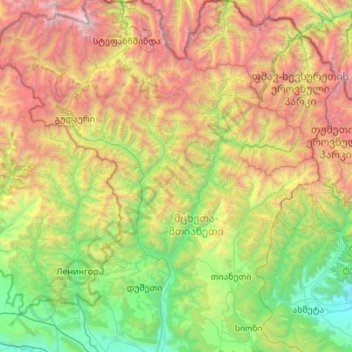 Dusheti Municipality topographic map, elevation, terrain