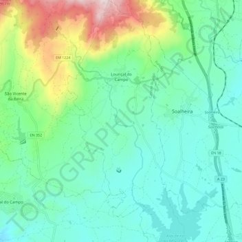 Louriçal do Campo topographic map, elevation, terrain