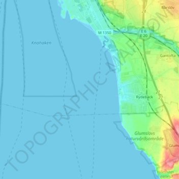 Rydebäck topographic map, elevation, terrain