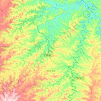 Iretama topographic map, elevation, terrain