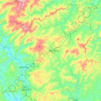 Ngân Sơn District topographic map, elevation, terrain