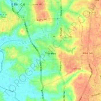 Phường Thới Hòa topographic map, elevation, terrain