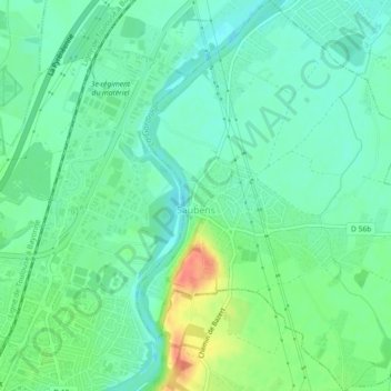 Saubens topographic map, elevation, terrain