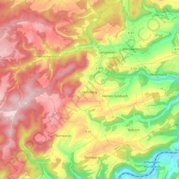 Homberg topographic map, elevation, terrain