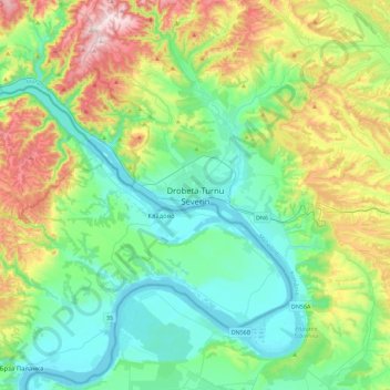 Drobeta-Turnu Severin topographic map, elevation, terrain
