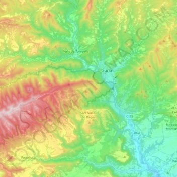 Sant Mateu de Bages topographic map, elevation, terrain