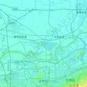 Tianqiao District topographic map, elevation, terrain