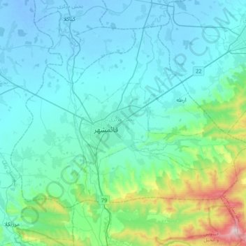 Ghaemshahr County topographic map, elevation, terrain