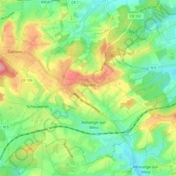 Dippach topographic map, elevation, terrain