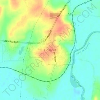 Gosport topographic map, elevation, terrain